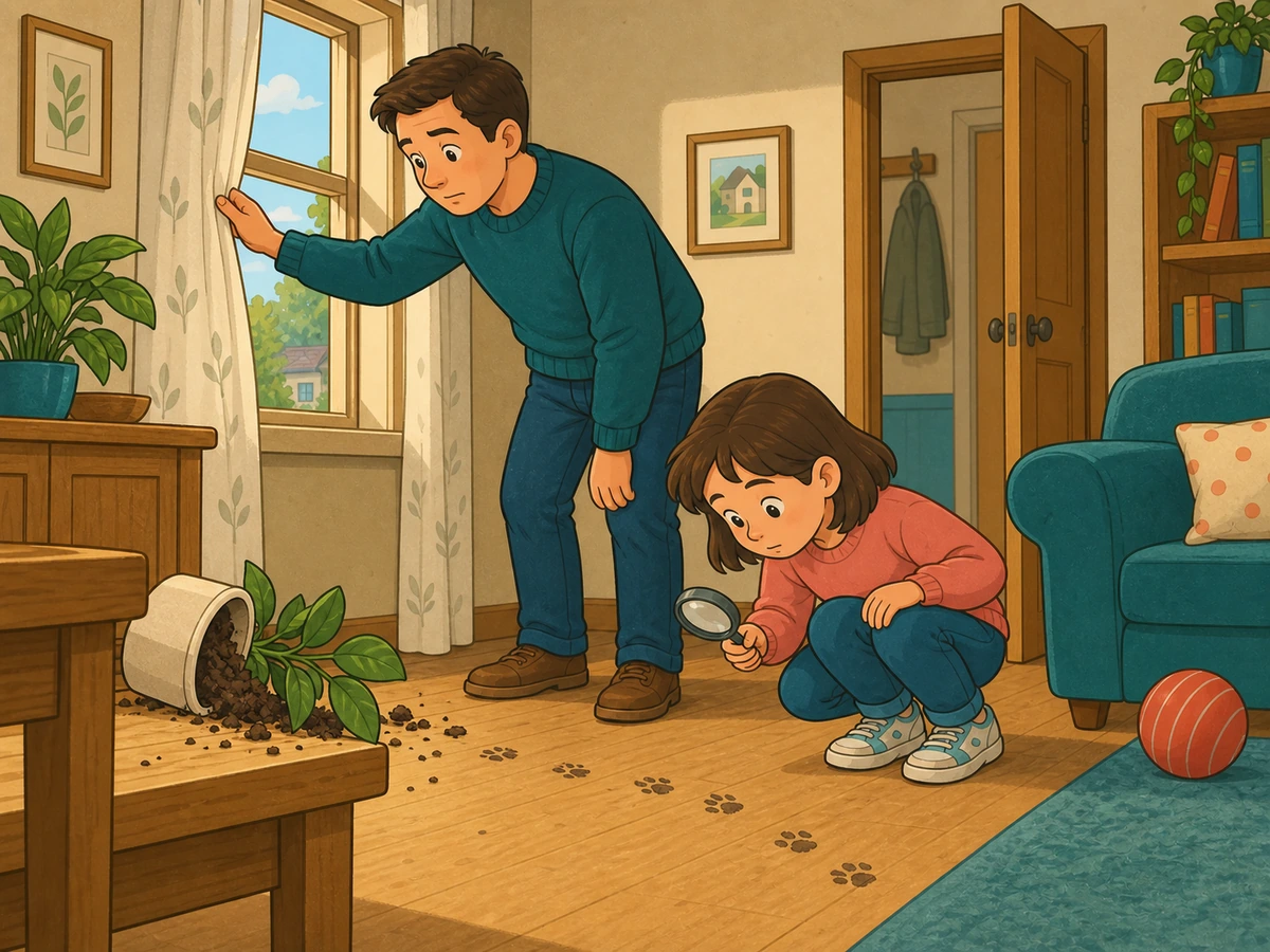 Parent et enfant cherchent ensemble l'information supplémentaire qui pourrait départager leurs hypothèses.