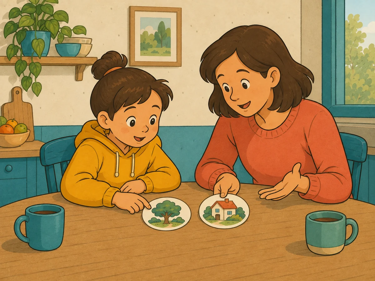 La première idée de l'enfant reste présente tandis qu'un second point de vue est ajouté à la discussion.