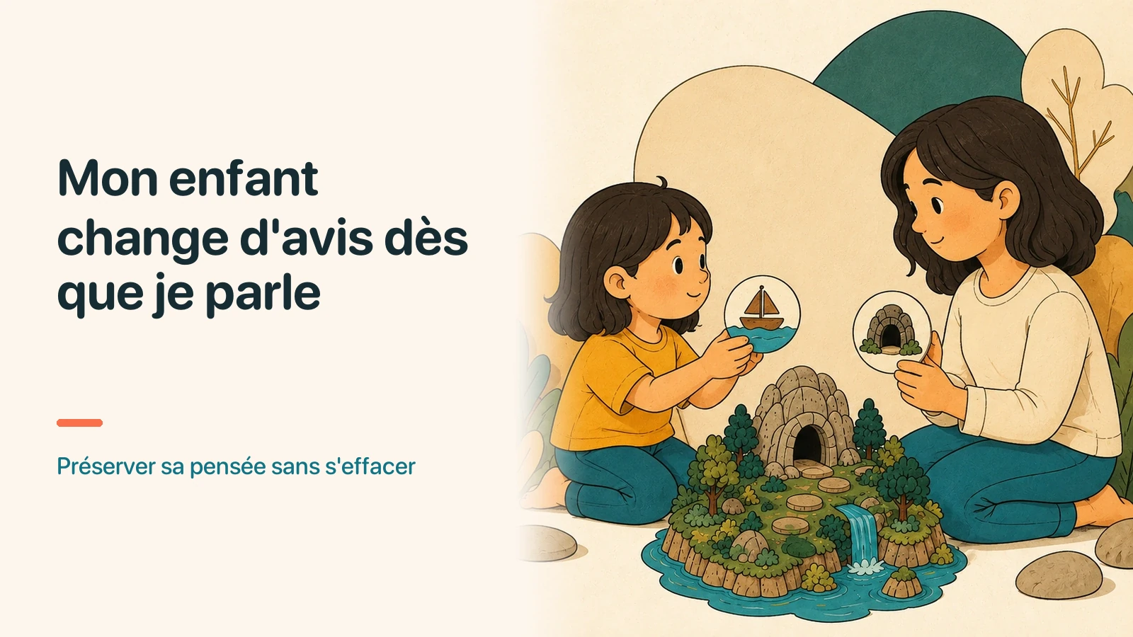 Un enfant et son parent expriment deux possibilités différentes devant une même situation du quotidien.
